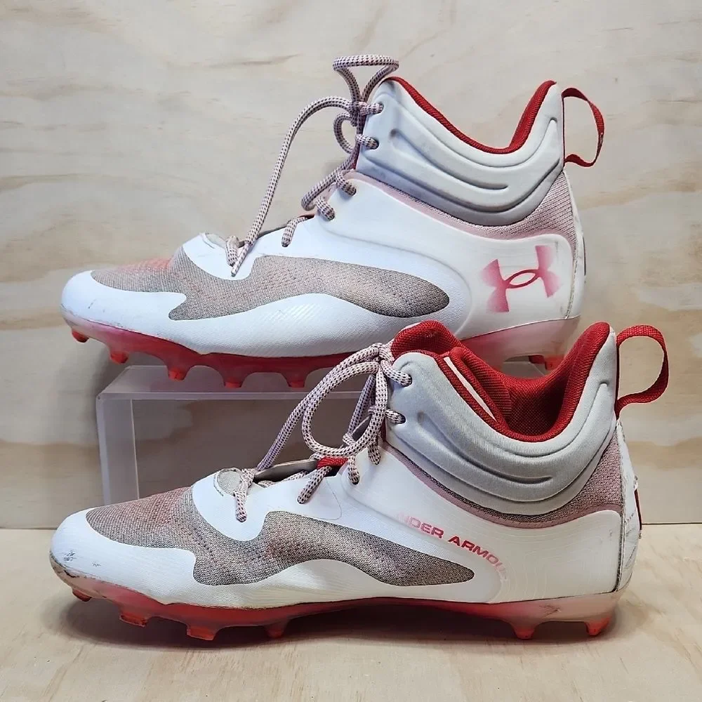 Under Armour Command Lacrosse Cleats Men 13 Red White Athletic Shoes